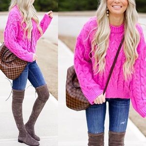 Pink cable sweater
